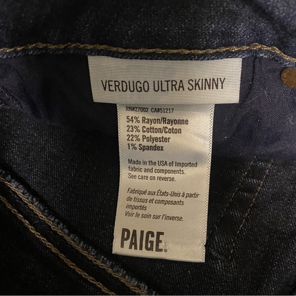 PAIGE Verdugo Ultra Skinny Dark Indigo Jeans - Picture 5 of 8